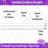 Cutting lines and scissor shapes clipart