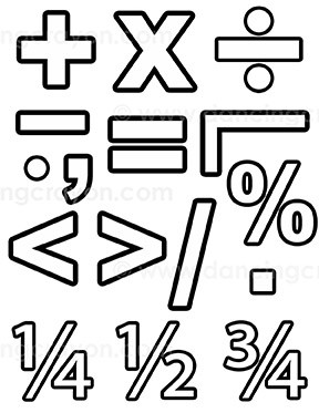 math symbols cartoon black and white
