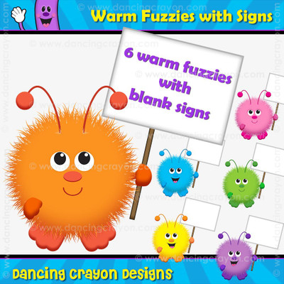 Warm Fuzzy Clipart: Warm Fuzzy with Blank Sign