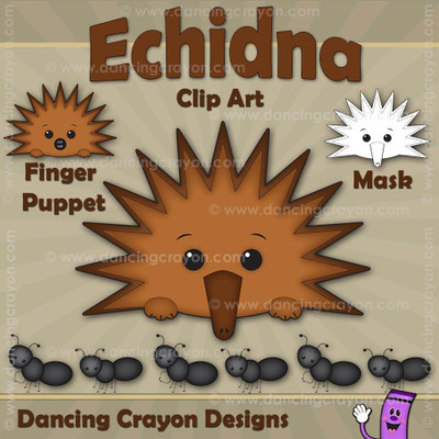 Echidna Finger Puppet / Echidna Clipart / Echidna Mask