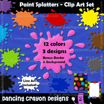 paint splatters clip art set with borders and background images