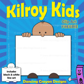 free clipart: Kilroy-style kid holding sign