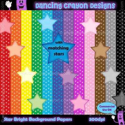 Backgrounds: Star Pattern Digital Papers with Star Clip Art