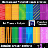 Digital paper template - photoshop template - striped paper template