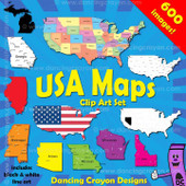 USA Maps Clip Art: Maps of the USA and Individual US States