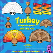 Turkey clipart and turkey finger puppet printable