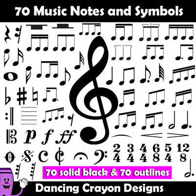 Music notes and symbols clip art