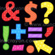 Colorful alphabet letters, numbers, and symbols