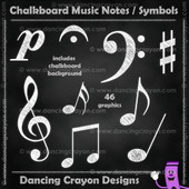 Music note clipart in chalk style