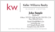 Keller Williams 2012 logo printed on 12 point Kromekote glossy business card stock.