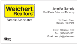 Weichert Realtors logo printed on 12 point Kromekote glossy business card stock.