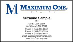 Maximum One logo printed on 12 point Kromekote glossy business card stock.