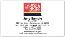 Long and Foster logo printed on 12 point Kromekote glossy business card stock.