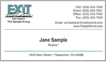 Exit Realty logo printed on 12 point Kromekote glossy business card stock.