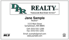 DPR Realty logo printed on 12 point Kromekote glossy business card stock.