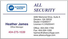 All Security logo printed on 12 point Kromekote glossy business card stock.