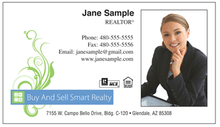 Buy and Sell Smart logo printed on 12 point Kromekote glossy business card stock.