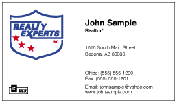 Realty Experts logo printed on 12 point Kromekote glossy business card stock.