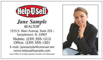 Help U Sell logo printed on 12 point Kromekote glossy business card stock.
