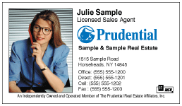 Prudential logo printed on 12 point Kromekote glossy business card stock.