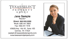 Texas Select logo printed on 12 point Kromekote glossy business card stock.