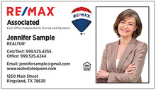 RE/MAX newest logo printed on 12 point Kromekote glossy business card stock.