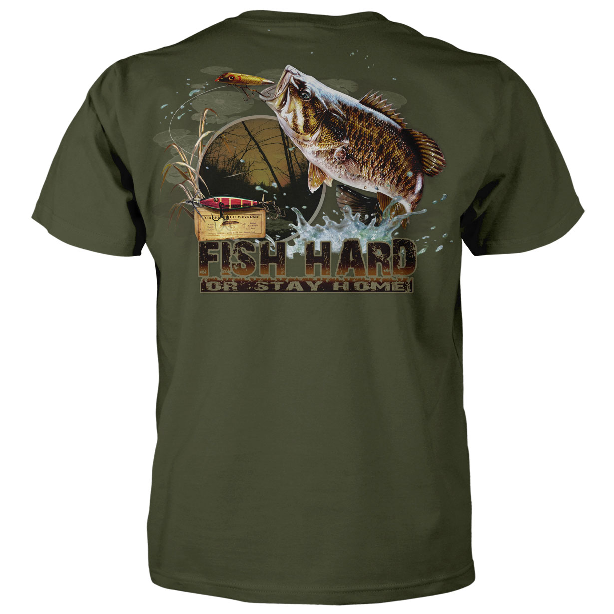 Fish Hard Or Stay Home Fishing T-shirt -Fisherman Bass Trout Hunting ...