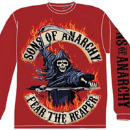 Sons of Anarchy 'Flaming Reaper' Long Sleeve Red T-shirt