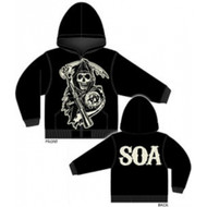 Sons of Anarchy Large Muted Grim Reaper Full Zip Hoodie Sweatshirt