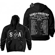 Sons of Anarchy Chapters Cities Reaper Full Zip Hoodie Sweatshirt