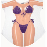 Purple Macrame Bikini Cover up T-shirt Lady's Fun Wear
