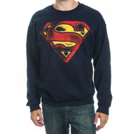 DC Comics Superman Distressed Logo Adult Crew Sweatshirt