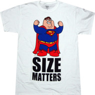 Family Guy Peter as Superman Size Matters Adult T-shirt