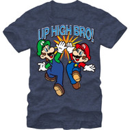 Nintendo Mario And Luigi Up High Bro Adult Navy Blue T-shirt