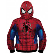 Marvel Comics Spiderman Real Classic Sublimated Costume Adult Zip Up Hooded Fleece