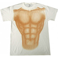 Muscle Man with Real Nipple Ring White T-shirt