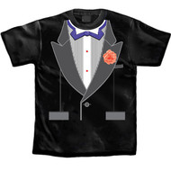 Tuxedo T-shirt Purple Bow Tie with Rhinestones