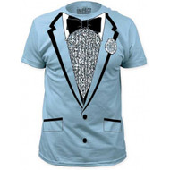 Retro Prom Blue Tux Tuxedo Adult T-shirt