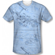 Star Trek Blue Print Frontier Vintage Feel Sublimation Print T-shirt