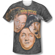 The Three Stooges Larry Moe Curly Vintage Feel Sublimation Print T-shirt