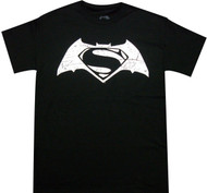 Batman VS Superman - White Distressed Movie Logo Adult T-Shirt