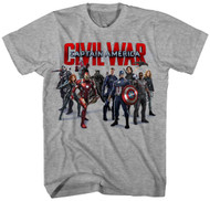 Captain America Civil War - Civil Group Shot Adult Heather T-Shirt