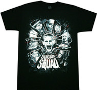 Suicide Squad Group Shettered Glass Adult T-Shirt