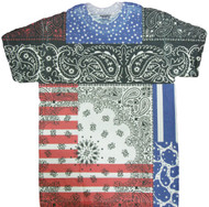 Bandana Print USA Flag Sublimated Adult T-Shirt