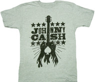 Johnny Cash Woodcut Guitar Adult T-Shirt