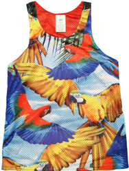 Flying Parrot Print Tank Top