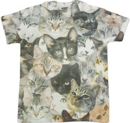 Cat Faces Print Sublimated Adult T-Shirt