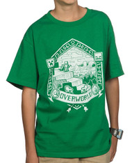 Minecraft Overworld linocut Print Youth T-Shirt