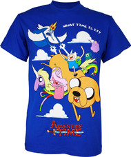 Adventure Time Group in Clouds Adult T-Shirt