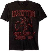 Led Zeppelin USA 1977 Red Lettering Adult T-Shirt